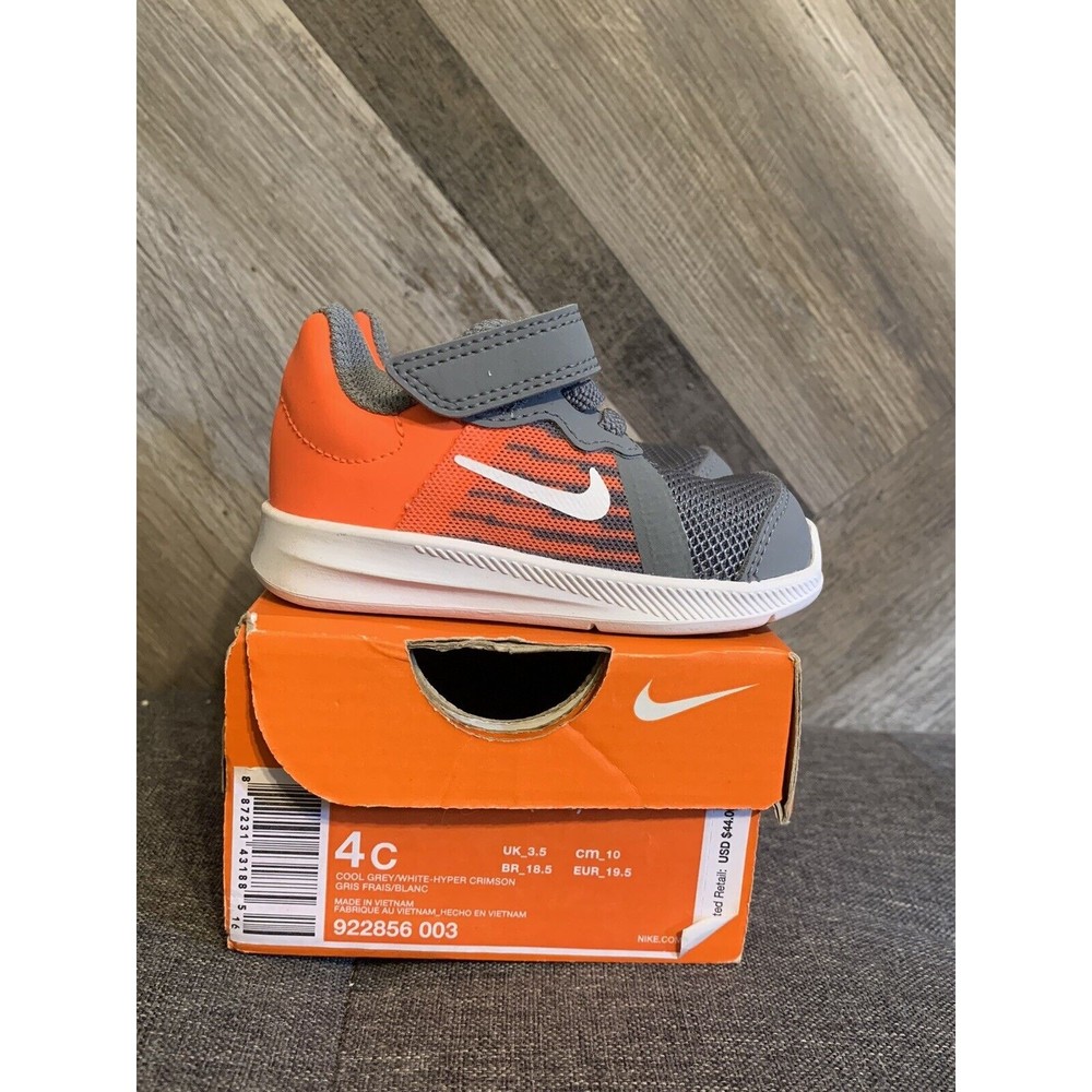 Nike Downshifter 8 (TDV) Toddler 4C Shoes/Sneakers Cool Grey/Crimson 922856